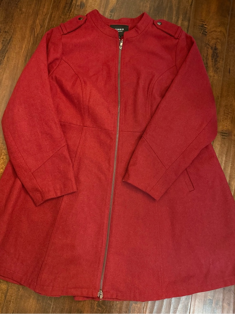 Torrid Red Wool Blend Zip Front Fit & Flare Swing Coat Jacket Plus Size 3 3X